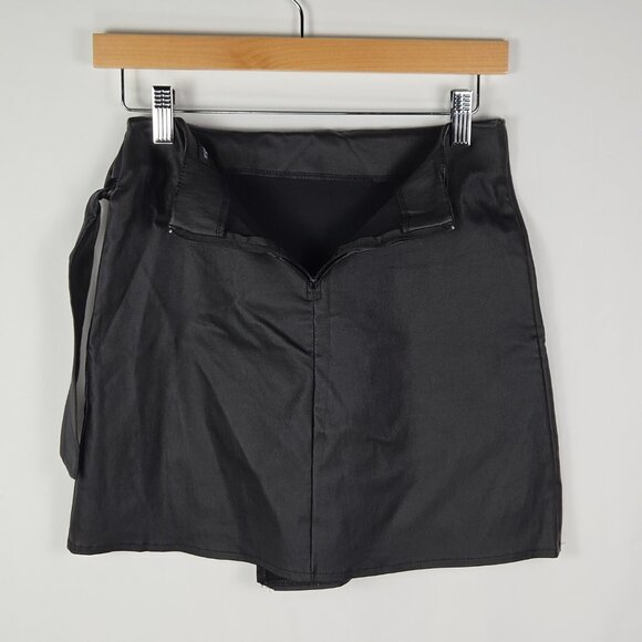 Originality Black Wrap Mini Skirt Tie Waist Y2K Minimalist Night‎ Out Women’s S - Picture 3 of 10